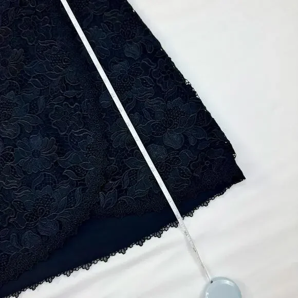 Alice + Olivia Lennon V-Neck Black Lace Mini Cocktail Dress Women's 4 Scalloped - Picture 15 of 16